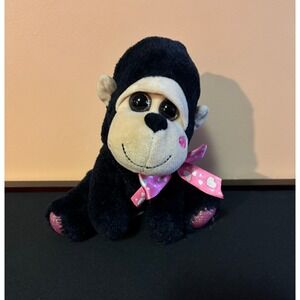 Hugfun International Plush Gorilla Black Pink Heart Valentine 6" Stuffed Animal